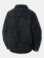 Men's Printed Corduroy Jacket with Snap Buttons