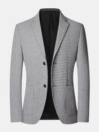 Men's Fine Check wool-blend Look Blazer with Notched Lapels
