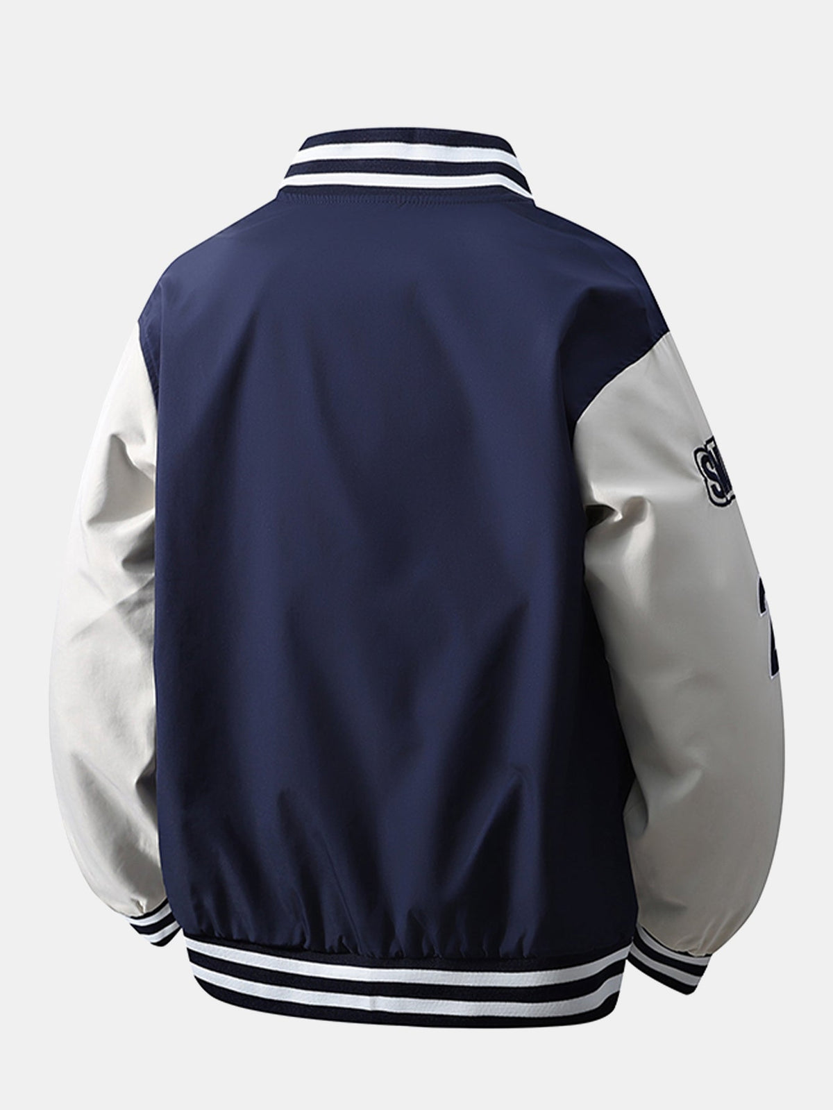 Men's Embroidered Varsity Bomber Jacket with Ribbed Trims