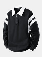 Men's Cotton Blend Quarter-Zip Polo Sweatshirt