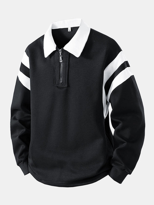 Men's Cotton Blend Quarter-Zip Polo Sweatshirt