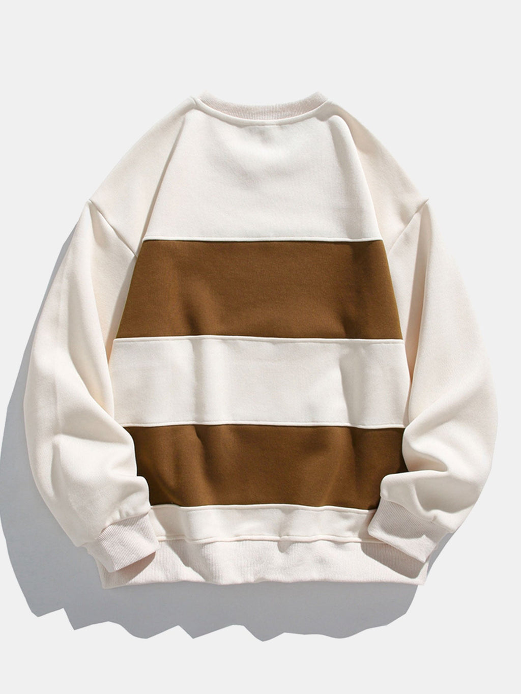 Men's Colour Block Crew Neck Sweatshirt – Relaxed Fit Cotton Blend Pullover