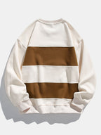 Men's Colour Block Crew Neck Sweatshirt – Relaxed Fit Cotton Blend Pullover