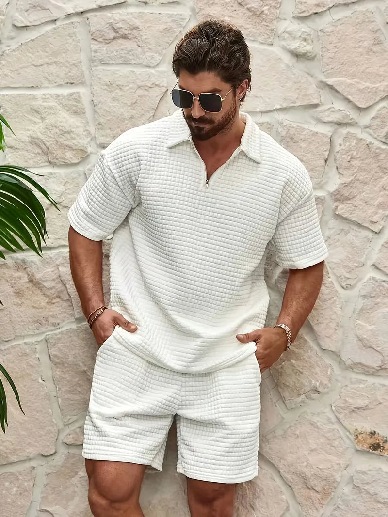 Men's Textured Top and Shorts Co-Ord