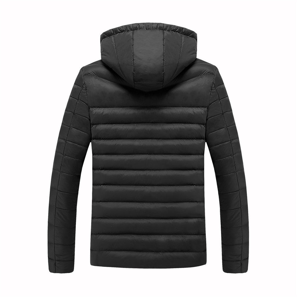 Men's USB-Heated Hooded Puffer Jacket – Water-Resistant Insulated Winter