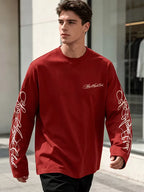 Men's Crew-Neck Longsleeve with Script Graphics – Six Colours