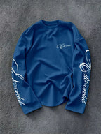 Men's Crew-Neck Longsleeve with Script Sleeve Print