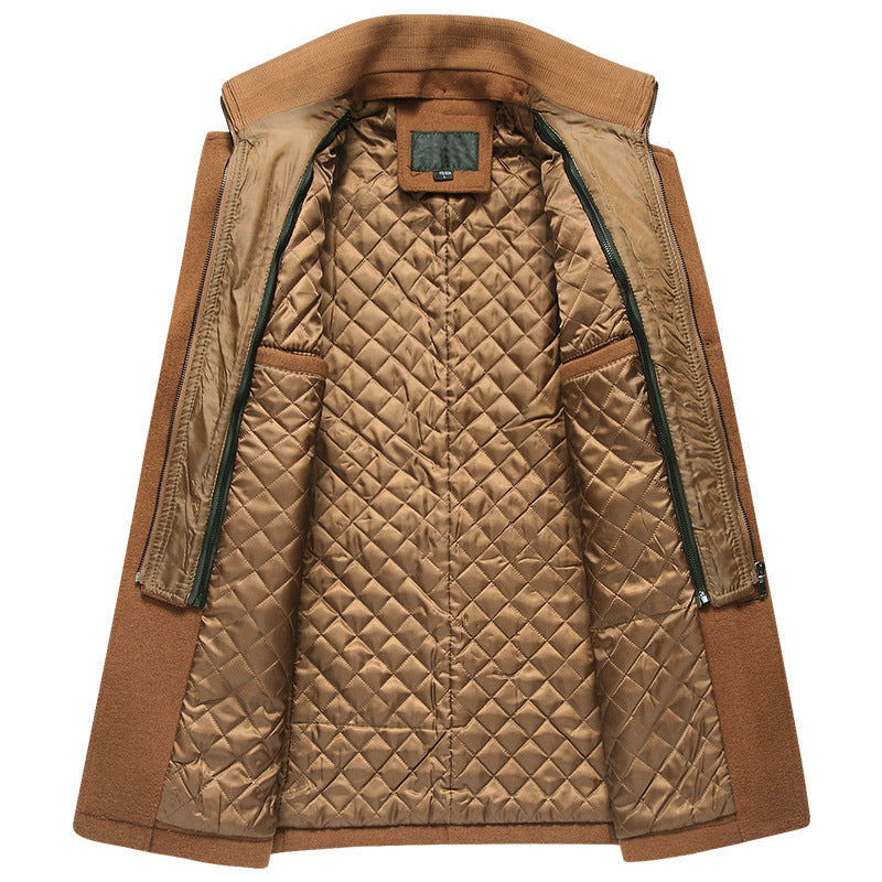 Men's wool-blend Winter Coat – Stand-Collar Button-Front Overcoat