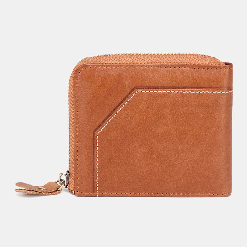 Men's leather-look RFID Wallet – Vintage Zip-Around Bifold