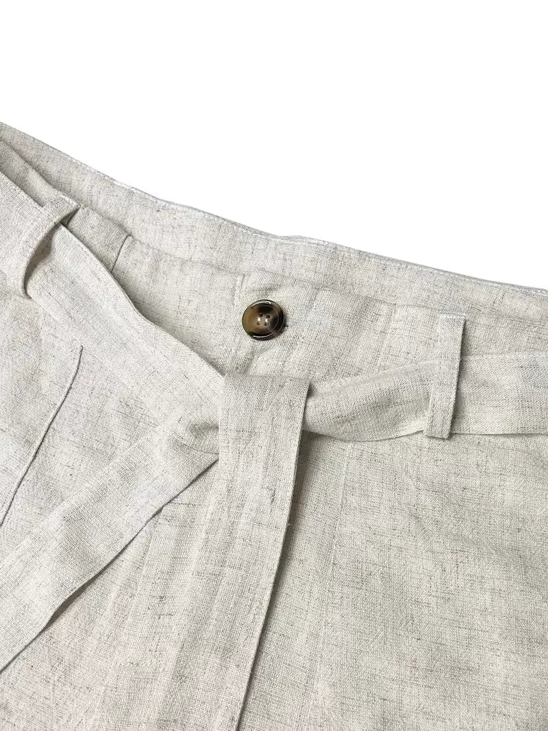 Men's Straight-Leg Trousers with Tie Belt