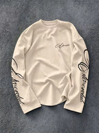 Men's Crew-Neck Longsleeve with Script Sleeve Print
