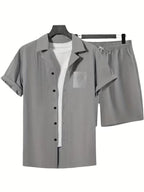 Men's Short Sleeve Shirt and Shorts Set in Apricot