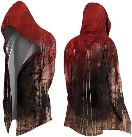 Men's Printed Longline Hooded Cardigan with Draped Open Front