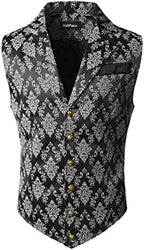 Men's Jacquard Formal Waistcoat – Ornate Single-Breasted Tailored Vest