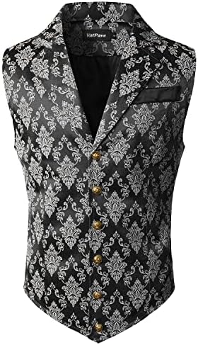 Men's Jacquard Formal Waistcoat – Ornate Single-Breasted Tailored Vest
