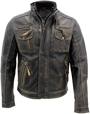 Men's Insulated Vintage Nappa leather-look Biker Jacket