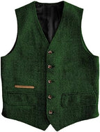 Men's Vintage Herringbone Tweed Waistcoat