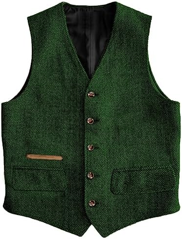 Men's Vintage Herringbone Tweed Waistcoat