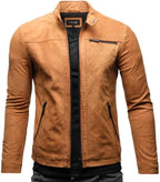 Men's Vintage leather-look Stand-Collar Jacket