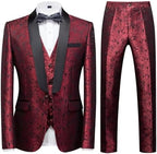 Men's Paisley Three-Piece Tuxedo Suit – Statement Formal Set