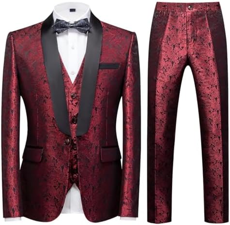 Men's Paisley Three-Piece Tuxedo Suit – Statement Formal Set