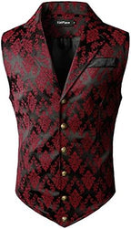 Men's Jacquard Formal Waistcoat – Ornate Single-Breasted Tailored Vest