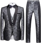 Men's Paisley Three-Piece Tuxedo Suit – Statement Formal Set