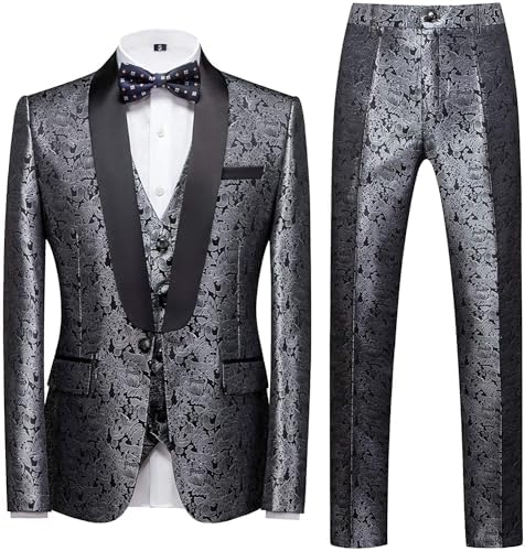 Men's Paisley Three-Piece Tuxedo Suit – Statement Formal Set