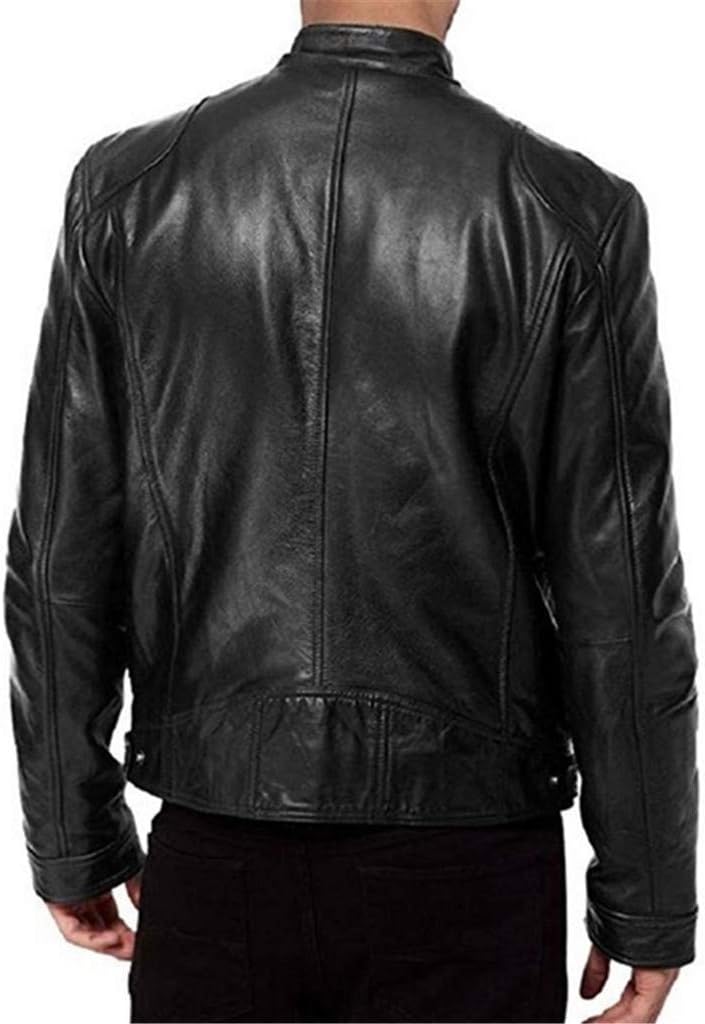 Men's Slim-Fit Faux-Leather Café Racer Jacket