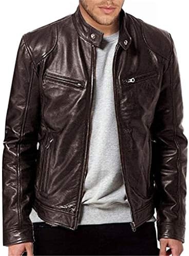 Men's Slim-Fit Faux-Leather Café Racer Jacket