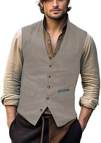 Men's Herringbone Tweed Waistcoat with Decorative Buttons