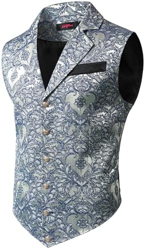 Men's Jacquard Formal Waistcoat – Ornate Single-Breasted Tailored Vest