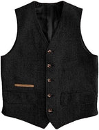 Men's Vintage Herringbone Tweed Waistcoat