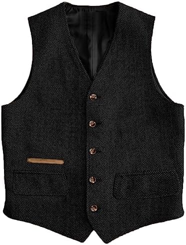 Men's Vintage Herringbone Tweed Waistcoat
