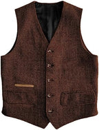 Men's Vintage Herringbone Tweed Waistcoat