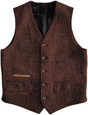 Men's Vintage Herringbone Tweed Waistcoat