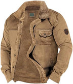 Men's Fleece-Lined Winter Jacket – Sherpa Collar Multi-Pocket Utility Layer