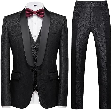 Men's Paisley Three-Piece Tuxedo Suit – Statement Formal Set
