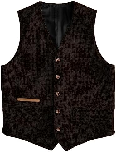 Men's Vintage Herringbone Tweed Waistcoat