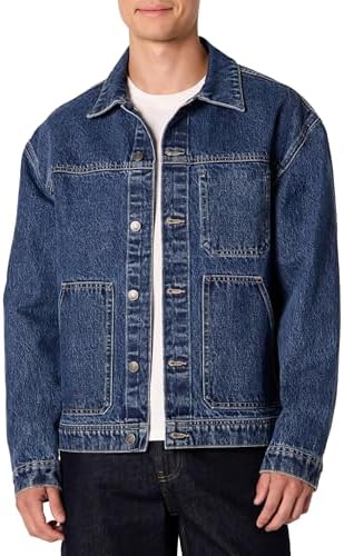 Men's Relaxed Fit Denim Utility Jacket – Button-Up Workwear Style