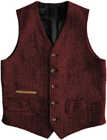 Men's Vintage Herringbone Tweed Waistcoat