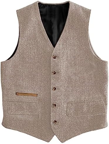 Men's Vintage Herringbone Tweed Waistcoat