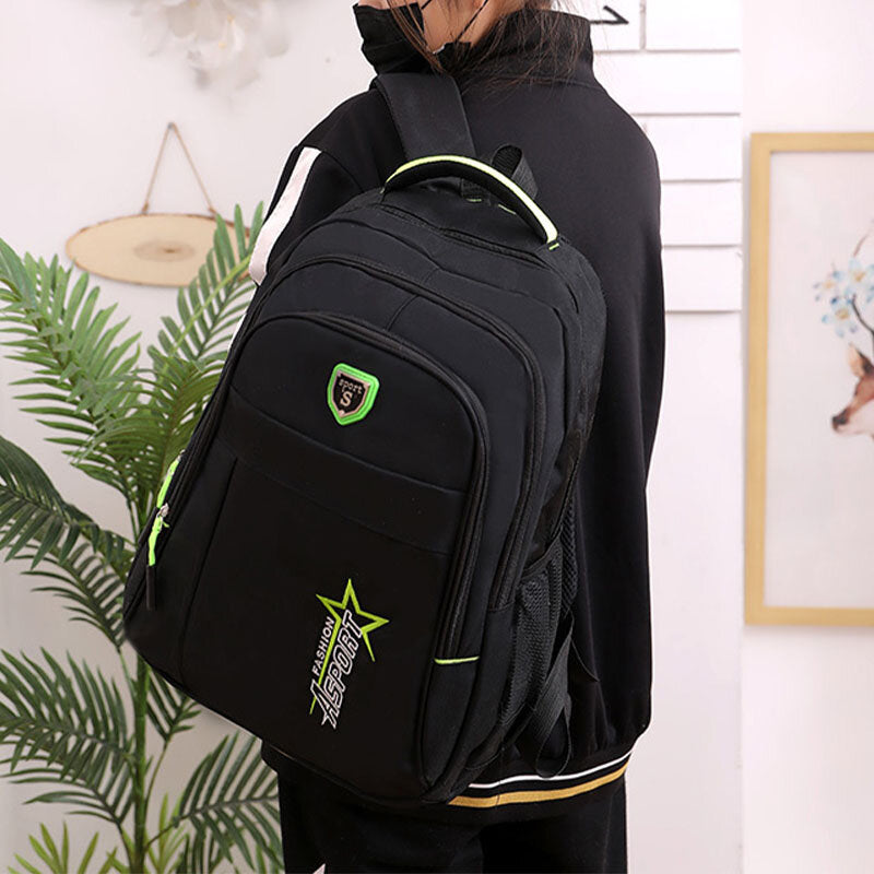 Unisex Multi-Compartment Nylon Backpack – Large-Capacity School and Travel