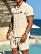 Men's V-Neck Shirt and Shorts Set