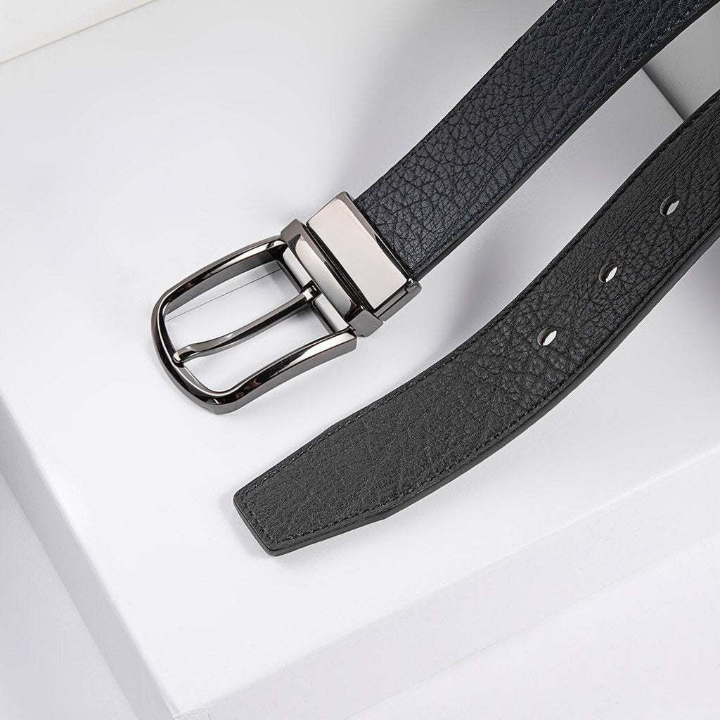 Men's Reversible leather-look Belt – Rotating Buckle Adjustable Waist Strap