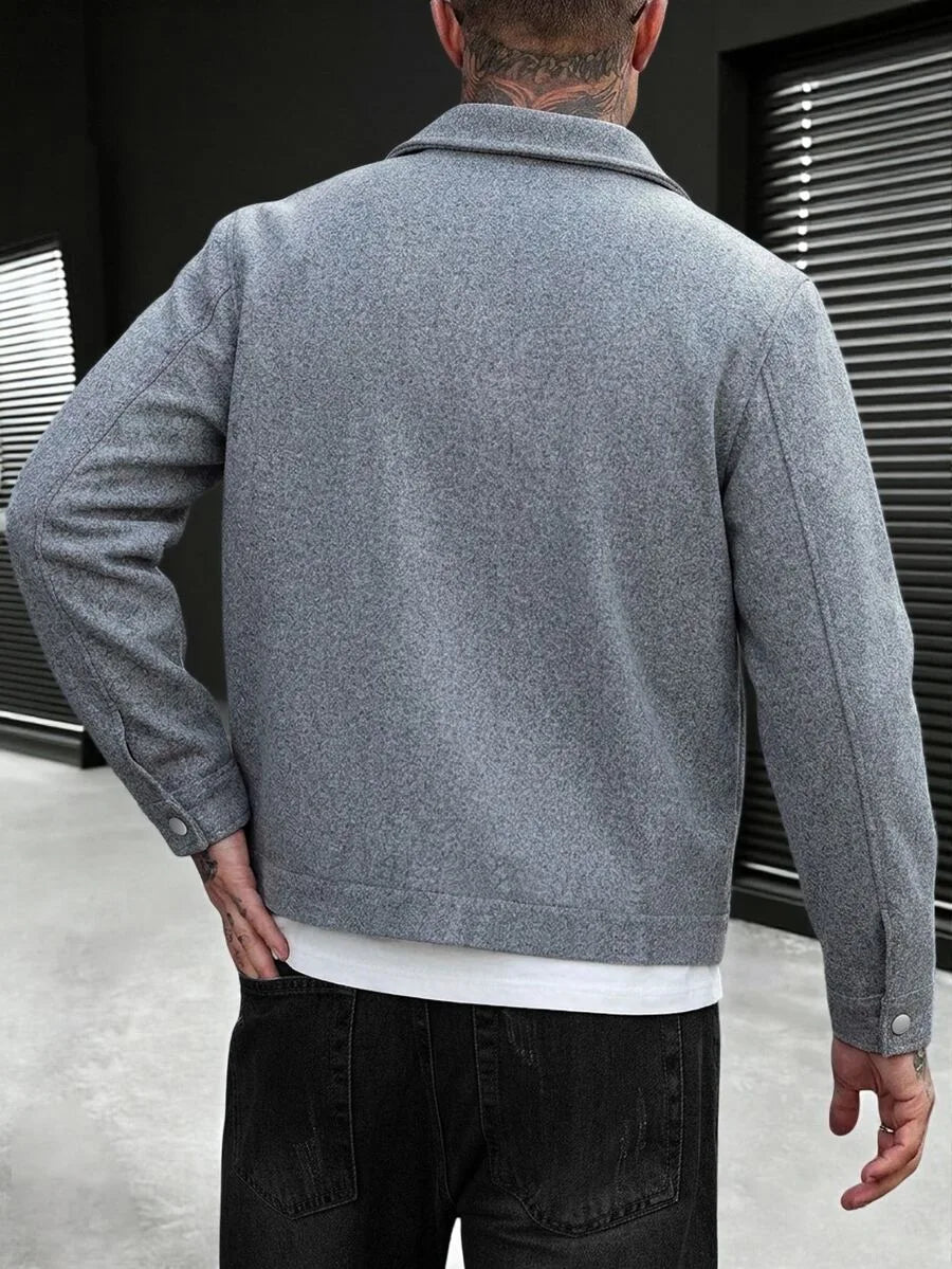 Men's Bomber Jacket with Collared Neckline