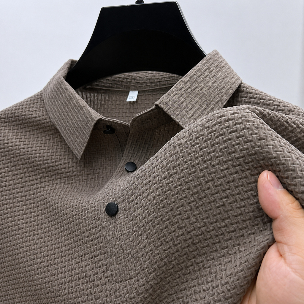Men's Short-Sleeve Polo Shirt – Lightweight Textured Top