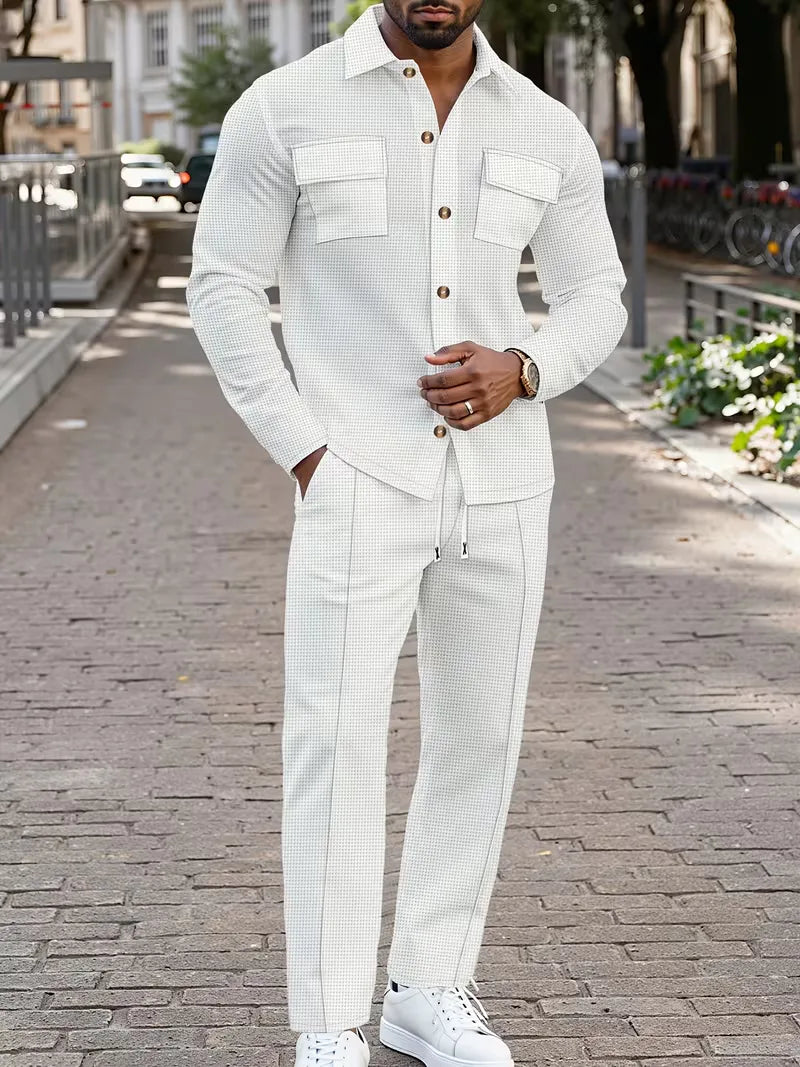 Men's Button-Up Bomber Jacket with Chest Pockets