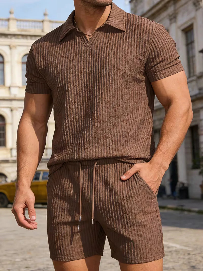 Men's Polo and Shorts Summer Set in White