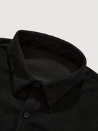 Men's Ribbed Long Sleeve Shirt with Chest Pocket